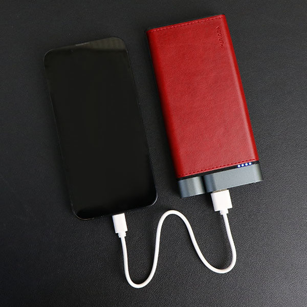 10000mAh Metal Power Bank Deri Finish Patent Tasarım Aydınlatıcı Tipi
