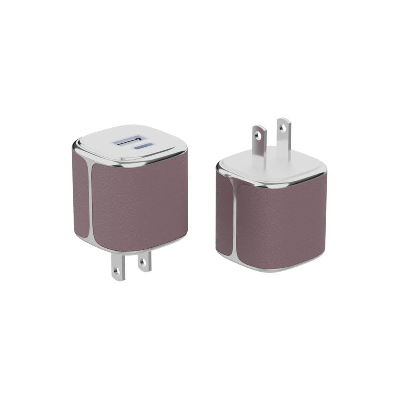 Şık 35W Duvar Şarj cihazı USB-C ve USB-A PD GaN Deri Kabuklu Duvar Şarj cihazı